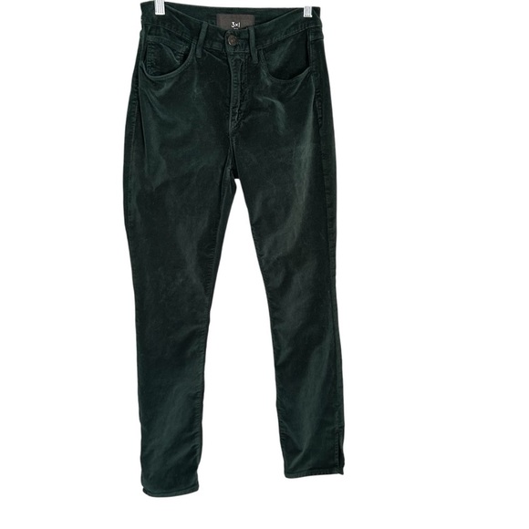 3 X 1 Green Velvet High Rise Straight leg Jeans Sz 25 - Picture 1 of 12